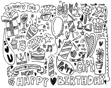 hand draw birthday element clipart