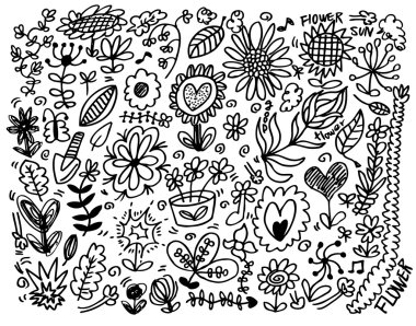 hand draw flower element clipart