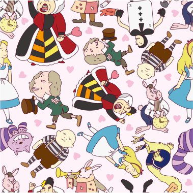 seamless Alice in Wonderland pattern seamless Alice in Wonderland pattern clipart