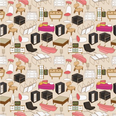 seamless furniture pattern clipart