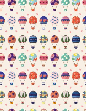 seamless Hot air balloon pattern clipart