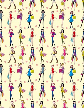 woman shopping pattern clipart