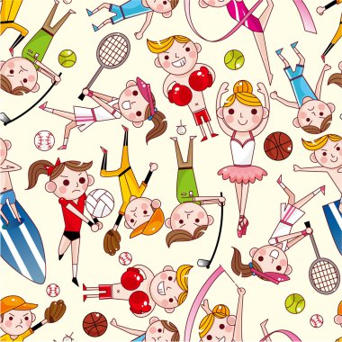 cartoon sport player pattern clipart