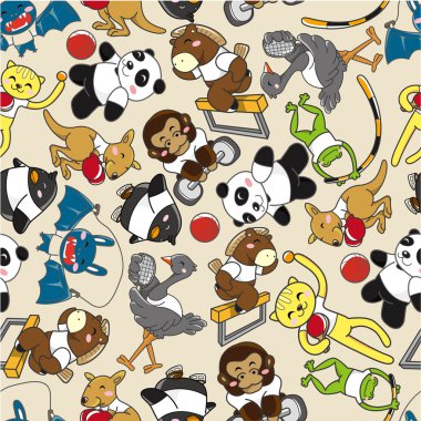 seamless animal sport pattern clipart