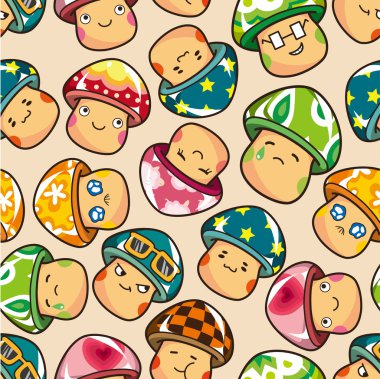 seamless mushroom pattern clipart