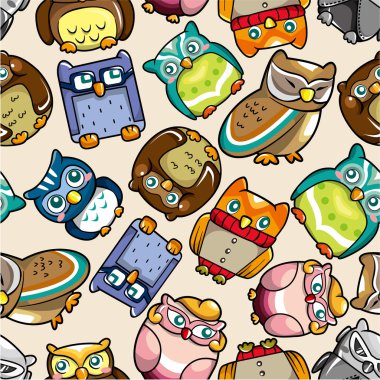 seamless owl pattern clipart