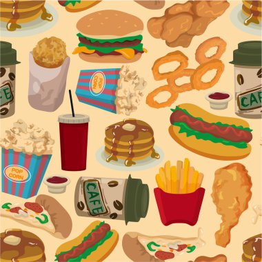 seamless fast food pattern clipart