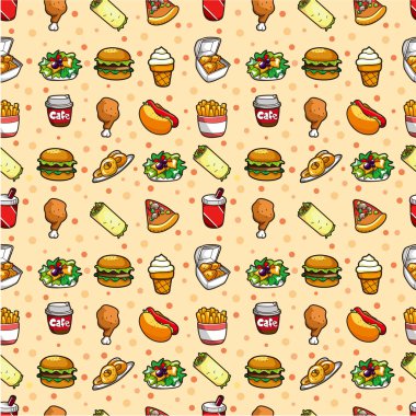 seamless fast food pattern clipart