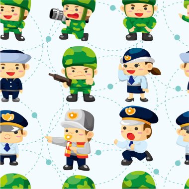 seamless police and soldier pattern clipart