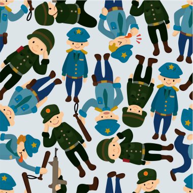 seamless police and army pattern clipart