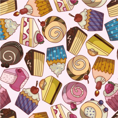 seamless cartoon cake pattern clipart