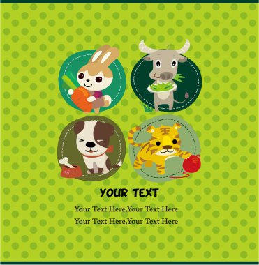 cartoon animal card clipart