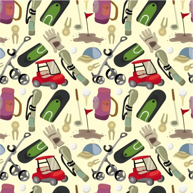 seamless cartoon golf game pattern