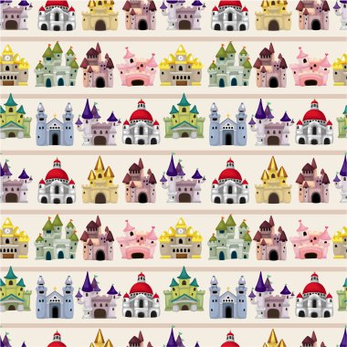 cartoon Fairy tale castle seamless pattern clipart