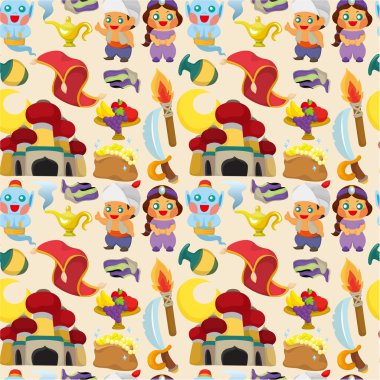 cartoon Lamp of Aladdin seamless pattern clipart