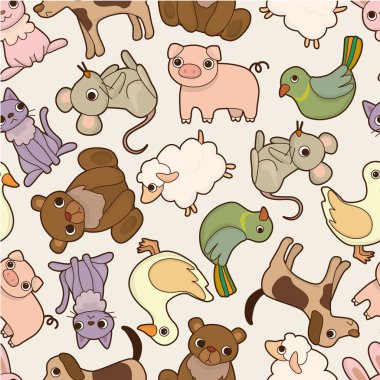 seamless cartoon animal pattern clipart