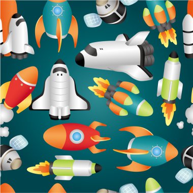 seamless spaceship pattern clipart