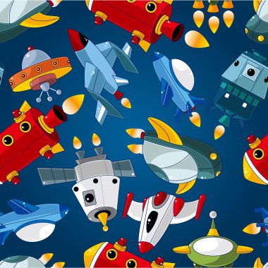 seamless spaceship pattern clipart