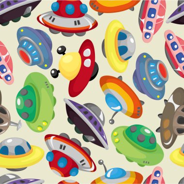 cartoon ufo spaceship seamless pattern clipart