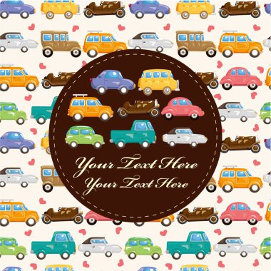 cartoon retro car card clipart