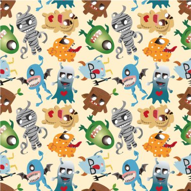 seamless monster pattern clipart