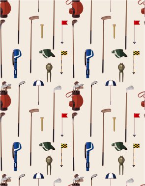 seamless cartoon golf game pattern clipart