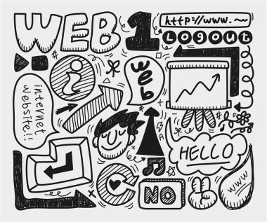 doodle web element icon set clipart