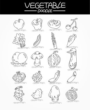 Hand draw vegetable icons set clipart