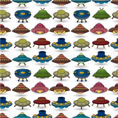 cartoon ufo spaceship seamless pattern clipart