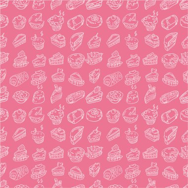 hand draw cake seamless pattern clipart