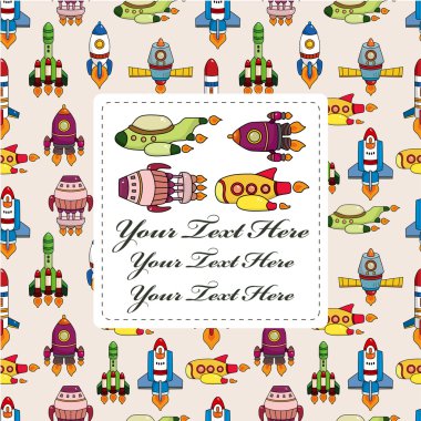 cartoon spaceship card clipart