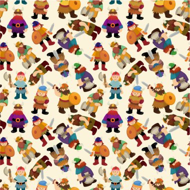 cartoon vikings pirate seamless pattern clipart