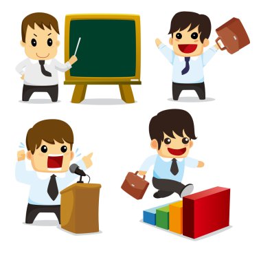 4 funny cartoon office worker set ,icons clipart