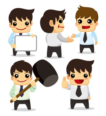 4 funny cartoon office worker set ,icons clipart