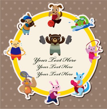 cartoon animal sport card clipart