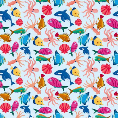 cartoon fish seamless pattern clipart