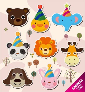 cartoon animal head icons clipart