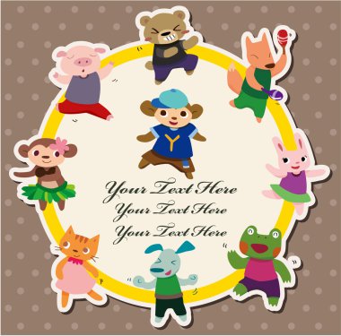 cartoon animal dance card clipart