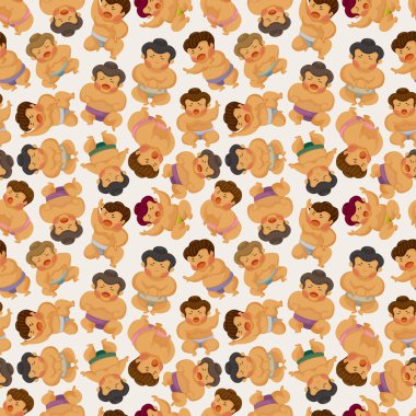 cartoon Sumo wrestler seamless pattern clipart