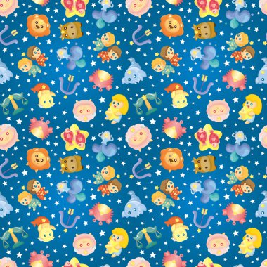 cute zodiac symbols seamless pattern clipart