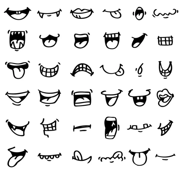 Ruky nakreslete kreslená ústa ikonu — Stockový vektor