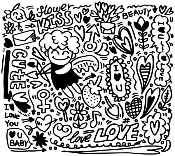 Mão desenhar desenho animado elemento amor —  Vetores de Stock