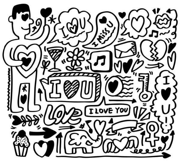Mão desenhar elemento de amor mão desenhar elemento de amor — Vetor de Stock