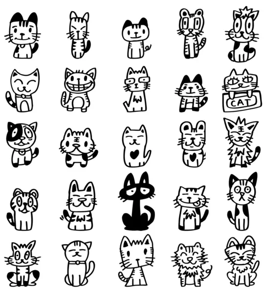 Mano dibujar dibujos animados gato icono — Vector de stock