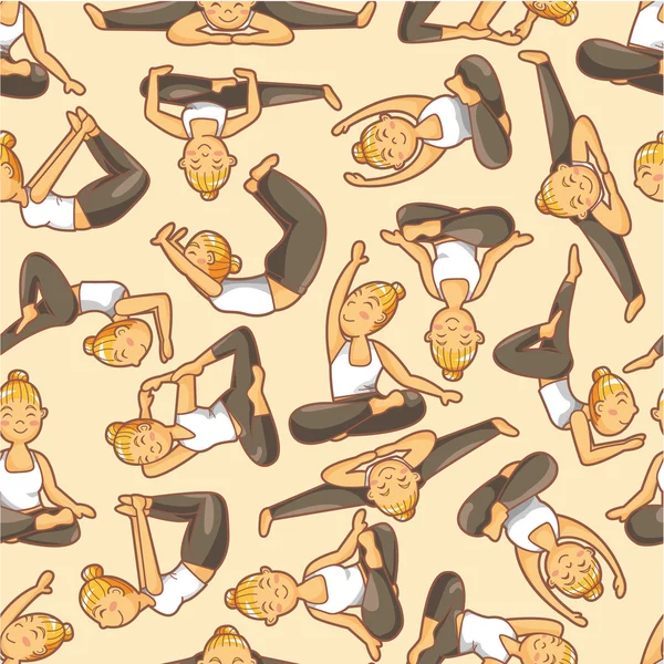 Patrón de chica de yoga sin costuras — Vector de stock