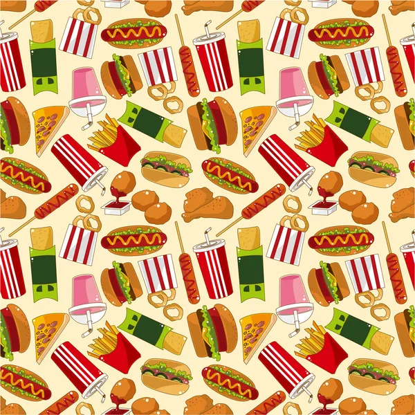 Seamless fast food pattern — Stock Vector