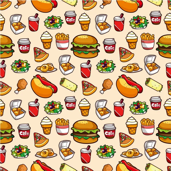 Patrón de comida rápida sin costuras patrón de comida rápida sin costuras — Archivo Imágenes Vectoriales