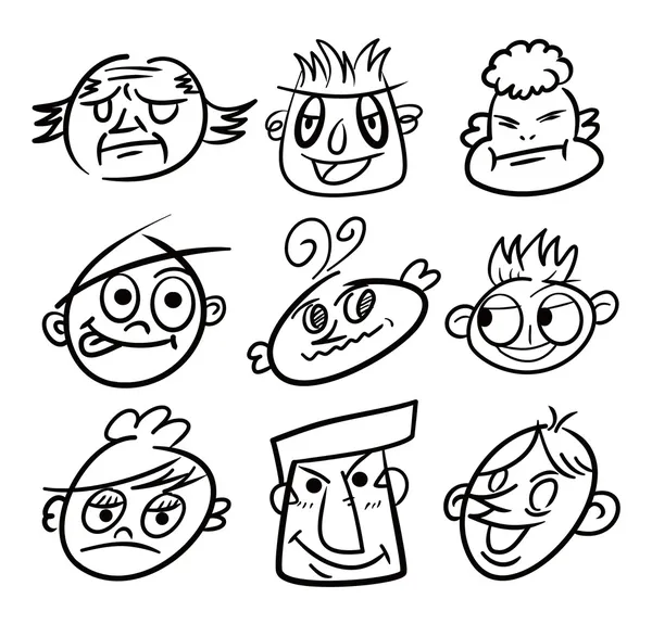 Mano dibujar icono de la cabeza de dibujos animados — Vector de stock