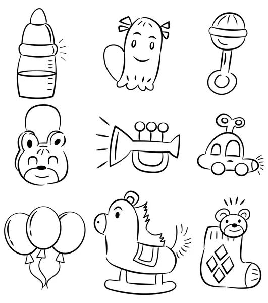 Mano dibujar dibujos animados bebé juguete icono — Archivo Imágenes Vectoriales