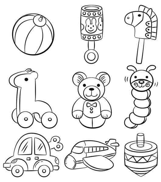 Hand tekenen cartoon baby speelgoed pictogram — Stockvector